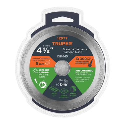 Disco diamantado rin continuo acabado fino, Truper