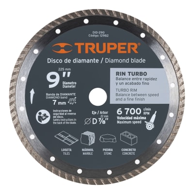 Disco diamantado rin turbo usos generales, Truper