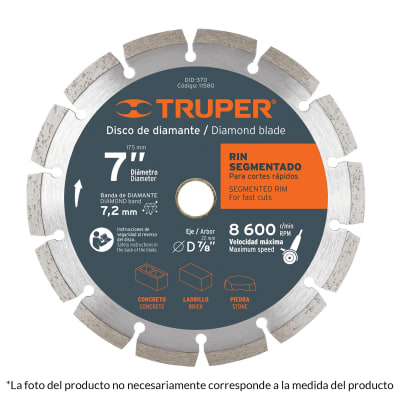 Disco diamantado rin segmentado cortes rapidos, Truper