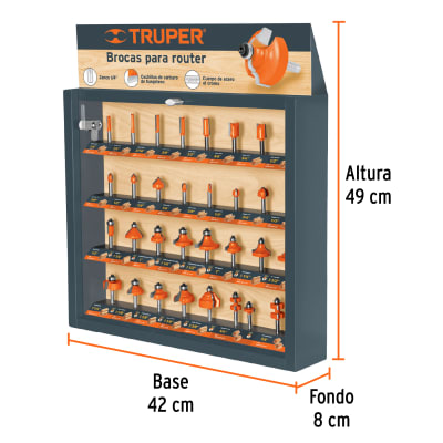 Exhibidor con 30 brocas para router