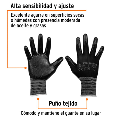 Guantes textiles con recubrimiento de nitrilo, alta sensibilidad