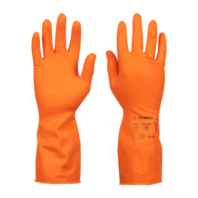 Guantes de látex para limpieza, color naranja