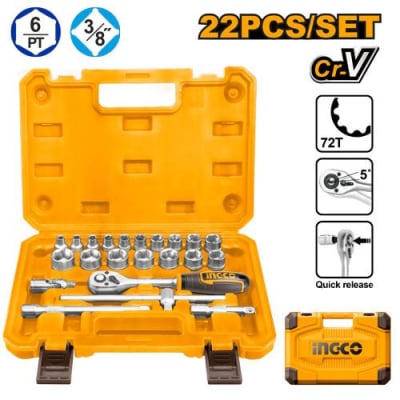 SET DE SOCKET DE 3/8'' / 22PCS