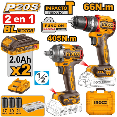 Kit taladro percutor + llave de imacto Brushless