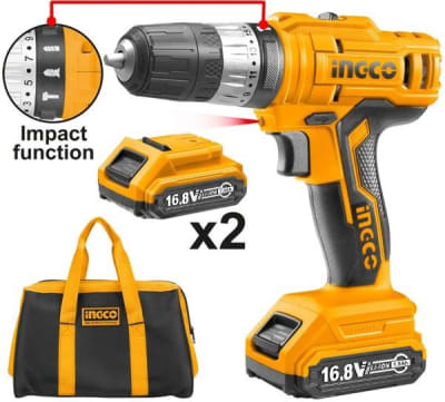 TALADRO INALAMBRICO PERCUTOR DE 16.8V INGCO