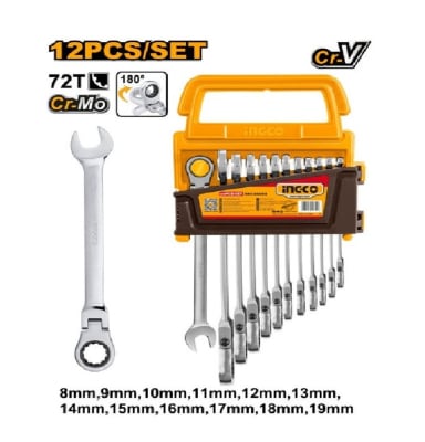 SET DE LLAVE DE TRINQUETE FLEXIBLE / 12PCS