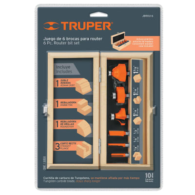 Juego de 6 fresas para router Truper
