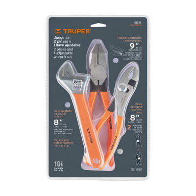 uego con 2 pinzas y 1 llave ajustable mango de PVC