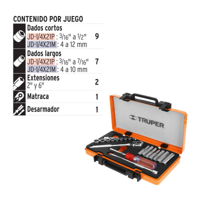 Juego de 20 piezas mixto 1/4