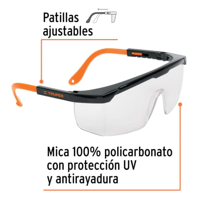 Lentes de seguridad ajustables claros c/antiempaño, Classic