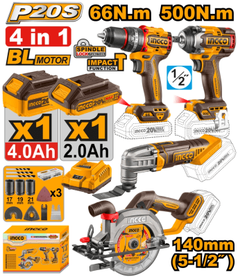 Combo 4en1 Taladro/llave/sierra/multi brushlees