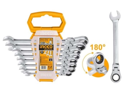 SET LLAVE DOBLE BOCA MIXTA RATCHET 8 PIEZAS