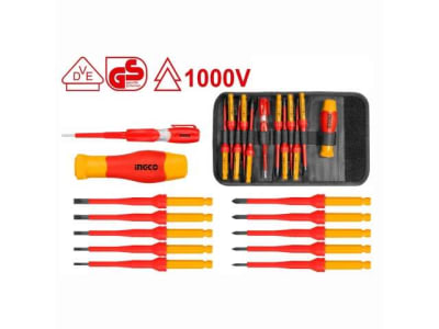 Juego 12PIEZAS destornilladores industriales intercambiables aislados 1000V con bolsa IHT
