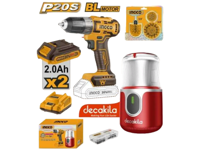 SUPER COMBO ATORNILLADOR 20V + CEPILLOS+ MOLINILLO CAFE