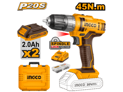 TALADRO ATORNILLADOR INALAMBRICO 2bateria 2.0AH 20V