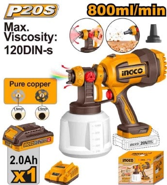 PISTOLA PULVERIZADORA INALAMBRICA 20V 800ml/min