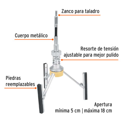 Bruñidora para cilindro de motor, 5 a 18 cm