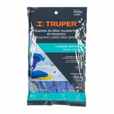 Guantes de látex para limpieza, color azul con amarillo