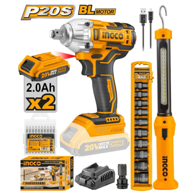 Super combo llave de impacto 20v + linterna recargable + dados impacto cosli23011