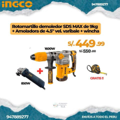 COMBO AMOLADORA DEMOLEDOR ROTOMARTILLO MAX 9KG