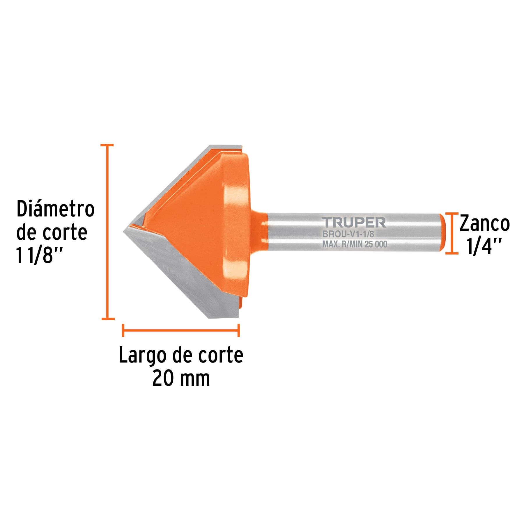 Broca para router, corte en