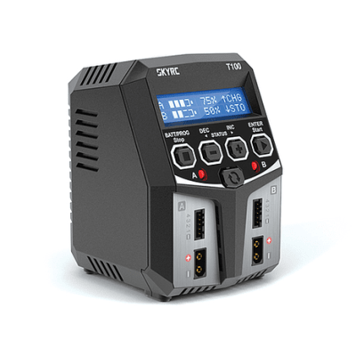 SKYRC T100 DUAL Balance Charger Discharger for LiPo/LiIon/LiFe/LiHV Battery 2-4S 2x50W 5A