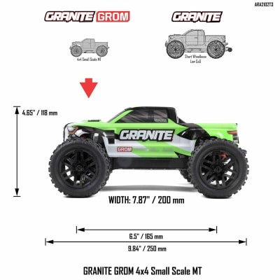 Arrma Granite Grom MEGA 4WD 380 Brushed 1/18 Monster Truck RTR (Gree) w/SLT2 2.4GHz Radio, Battery & Charger