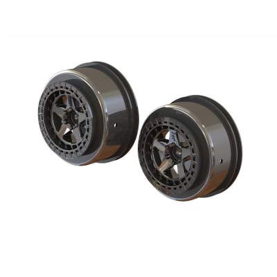 1/10 SC Front/Rear 2.2/3.0 Wheels. 14mm Hex. Black Chrome (2)