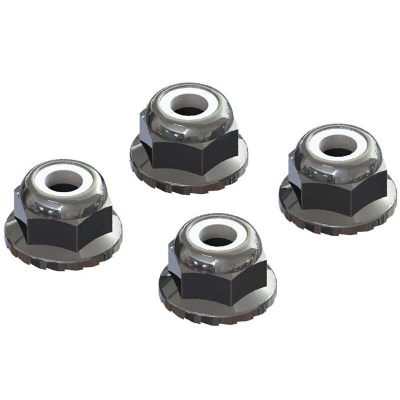 Arrma 4mm Nyloc Flanged M4 Locknut Set (Silver) (4)