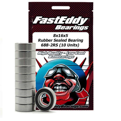 8x16x5 Rubber Sealed Bearing, 688-2RS (10)