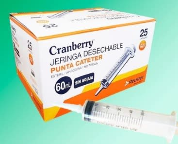 Jeringa 60 ml Punta Cateter 25un Cranberry