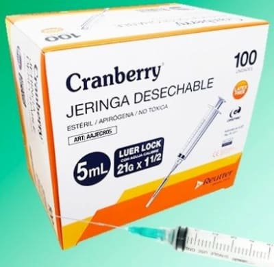 Jeringa Lur Lock 100un 5ml Cranberry