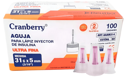 Agujas para Lapiz de insulina Cranberry 100un.