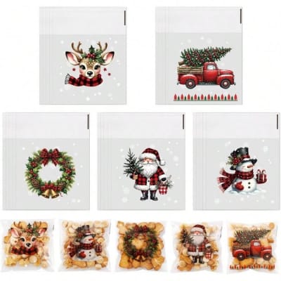 Bolsa Celofán Navidad N°2 10x10 con Adhesivo - 100 Unidades1