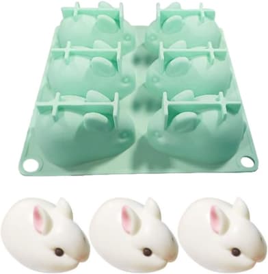Molde Conejos 3D - 6 Cavidades Silicona