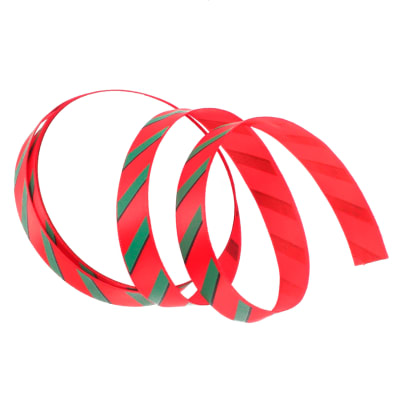 Cinta de Tela para Lazo Rojo Lineas Verdes 5 mts.