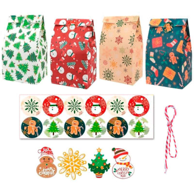 Set Bolsas de Papel Navidad con Sticker y Tag - 12 Unidades