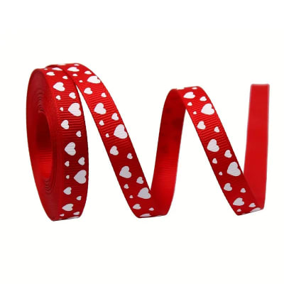 Cinta de Tela para Lazo Rojo Corazón N°2 - 5 Mts.