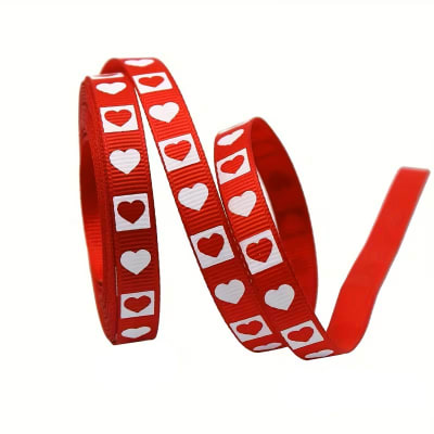 Cinta de Tela para Lazo Cuadros Corazón 5 Metros