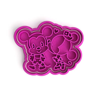 Cortador + Marcador Mickey Minnie Amor Plástico