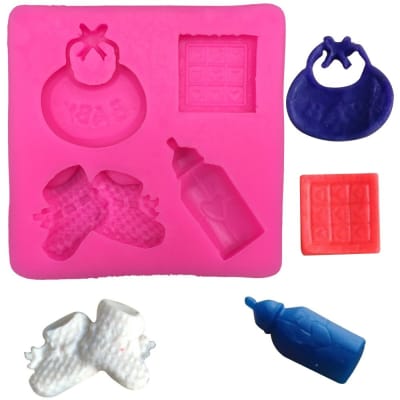 Molde Fondant Baby Shower Cuadrado Silicona1