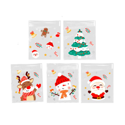 Bolsa Celofán Navidad 10x10 con Adhesivo - 100 Unidades1