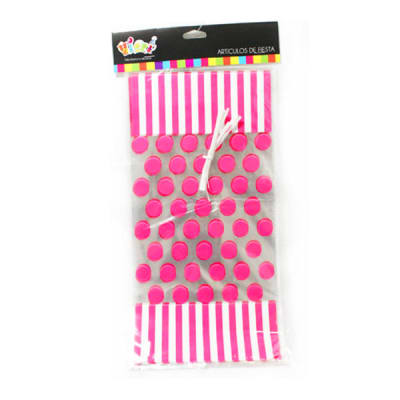 Set Bolsas con Amarras Puntos Fucsia 10 Unidades