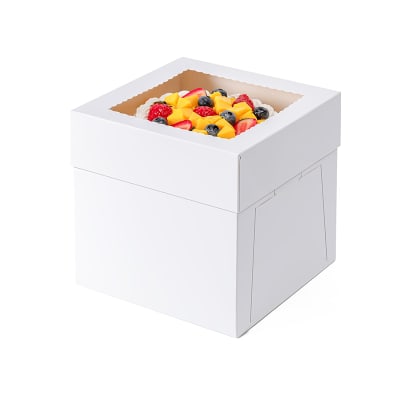 Caja Torta Cartulina con Visor 26x26x25 cm.