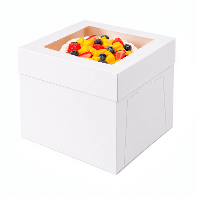 Caja Torta Cartulina con Visor 31x31x30 cm.