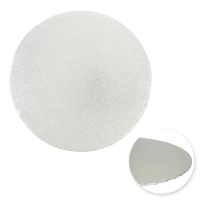 Bandeja Cartón Borde Tapado Plateada Redonda 25 cm.