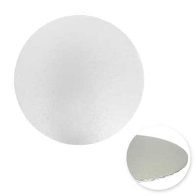 Bandeja Cartón Borde Tapado Plateada Redonda 20 cm.1