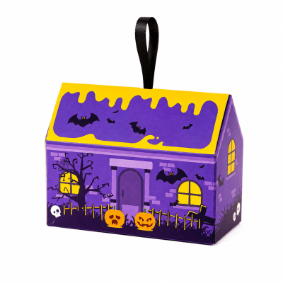 Set Cajas Casa Halloween Morada 13x10,5x7 cm. 4 Unidades