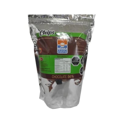 Chips de Chocolate 56% Cacao Middle of the World 1 Kg.