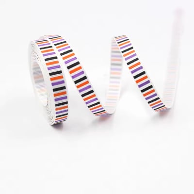 Cinta de Tela para Lazo Lineas Negro-Morado-Naranjo 5 Metros1